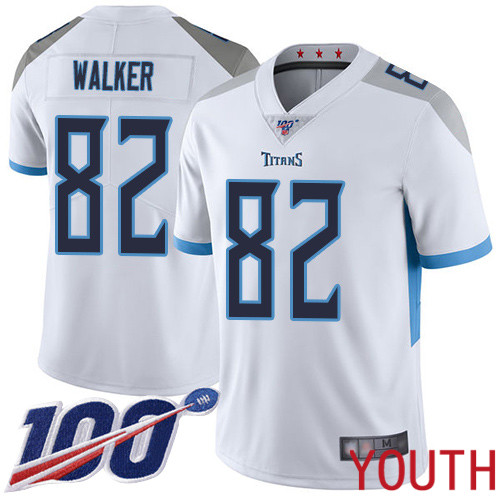 Tennessee Titans Limited White Youth Delanie Walker Road Jersey NFL Football #82 100th Season Vapor Untouchable->youth nfl jersey->Youth Jersey